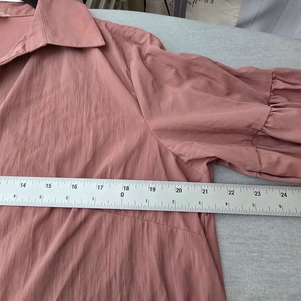 Maeve Anthropologie Taffeta Dress M Women Button Front Midi Mauve pink Lagenlook - Picture 6 of 10